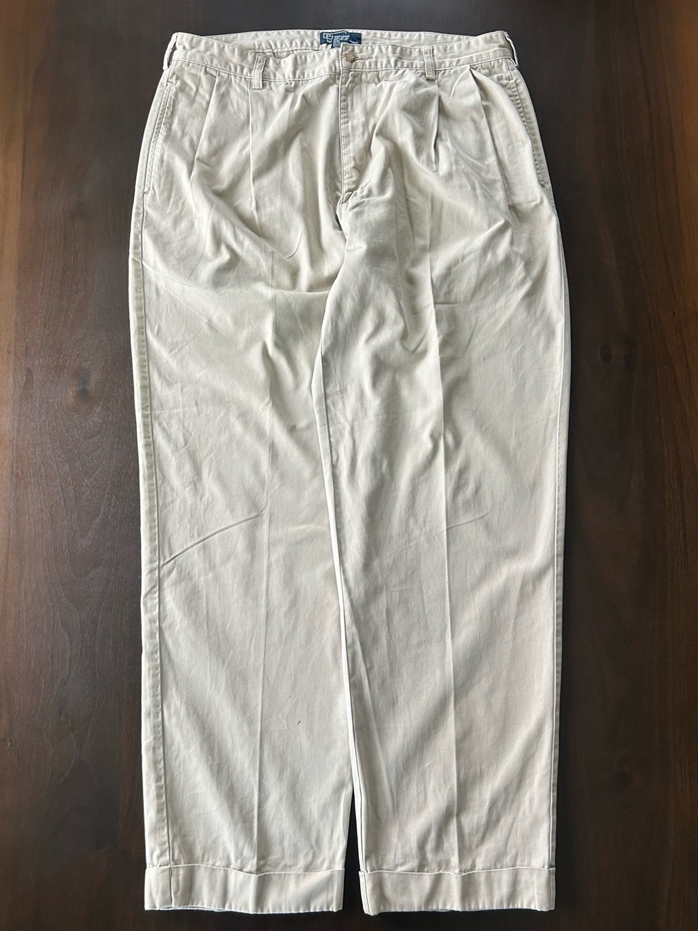 VTG 90’s Polo Ralph Lauren Hammond Cream White Baggy Cuffed Pants Size 38x32